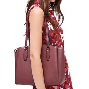 Kate Spade - MONET LARGE TRIPLE COMPARTMENT TOTE - Dark Merlot Pebble Leather